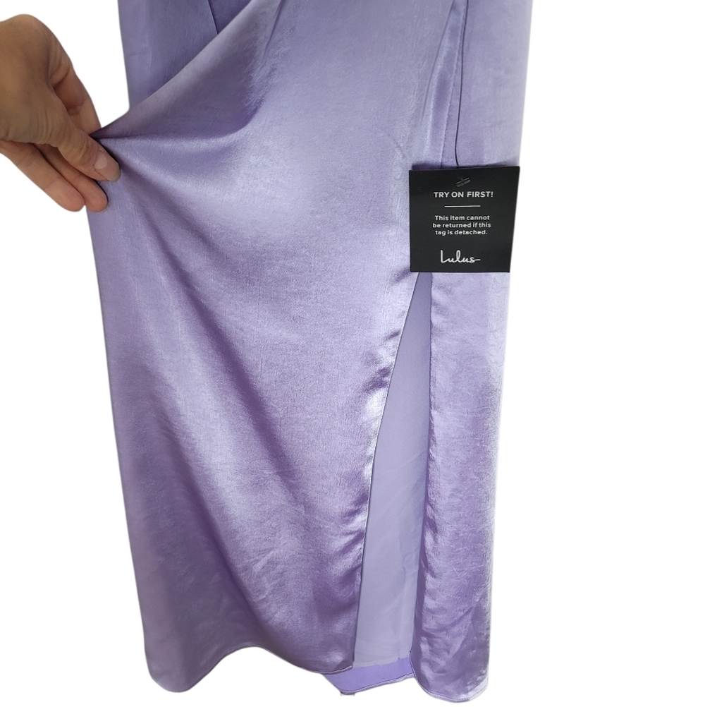 🆕️ Lulus Perfectly Sleek Lavender Satin Halter Slip Midi Dress - Picture 11 of 16